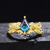 Alexandrite ring set women Vintage wedding ring set for women Kite
