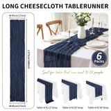 6 Pack Navy Blue Cheesecloth Table Runner 17x108 Inch 9FT Semi Sheer Boho Gauze Table Runners for Wedding Baby Shower Birthday Party Home Bridal Shower Event Decor