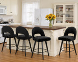 BONBEUR Swivel Bar Stools Set of 4, 26 Inch Upholstered Counter Height Stools with Back, Modern Wooden Counter Stools for Kitchen Island, Black