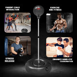 Punching Bag with Stand for Adults and Teens, Height Adjustable, Speed Bags for Boxing with Hand Pump and 4 Elastic Cords, Boxing Punching Bag for Training, Stress Relief and Fitness digi