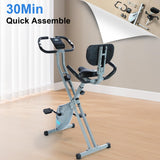 BARWING Exercise Bike Stationary Bikes for Home with APP，3 in 1 Folding Exercise Bikes for Seniors, Indoor Cycling Workout Bike 16-Level Adjustable Resistance,330LB Capacity,Comfortable Seat Backrest Grey