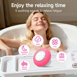 Gsou Shower Speaker Bluetooth Waterproof with 5 White Noise Sounds & 4 LED Light Modes | Portable Speaker for Bathtub, IPX6 Waterproof, Smart Bath Timer, Relaxation Spa Gifts for Women Men