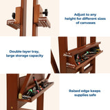 VISWIN Double-Sided Easel & Drafting Table, Hold 1 or 2 Canvas, Solid Beech Wood Artist Easel for Painting Canvas, Adjustable H Frame Easel with Tray & Wheels, Art Easel Stand for Adults, Artists