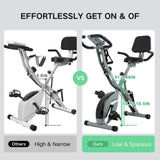 BARWING Stationary Exercise Bike for Home Workout, 5 IN 1 Foldable Indoor Cycling Bike for Seniors, 350LB Capacity, 16-Level Magnetic Resistance, Seat Backrest Adjustments Grey