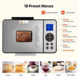 Happybuy Bread Maker, Dough Machine(19-in-1 2LB), Nonstick Ceramic Pan Automatic Breadmaker with Gluten Free Setting, Whole Wheat Bread Making, Digital, Programmable, 3 Loaf Sizes, 3 Crust Colors