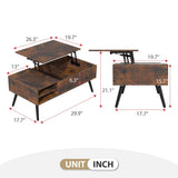 Modern Lift Top Coffee Table with Hidden Storage - Living Room Furniture, Tea Table with Lift Top, Floor Table for Sitting On The Floor, Wood Coffee Table Center Table