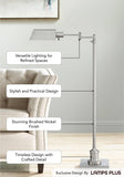 Regency Hill Jenson Traditional Farmhouse Adjustable Pharmacy Light Floor Lamp Swing Arm Standing Base 54" Tall Brushed Nickel Silver Metal for Living Room Reading House Bedroom Home Office