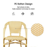 PURPLE LEAF French Bistro Chairs with Arms Set of 2, Bamboo Finish, Yellow
