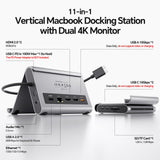 Pro Docking Station Dual Monitor 4K@60Hz for MacBook Pro/Air M3 Pro/M4/M5, PULWTOP USB C Docking Station Stand Laptop Dock with 2 HDMI, PD