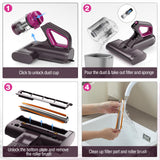 Vacuum Cleaner 15Kpa Bed Vacuum Cleaner 273nm UV-C Light & Ultrasonic Heating Tech 400W Handheld Vacuum Wide Suction Port BYHUME