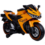 Children's Electric Motorcycle - 12V Electric Motorcycle, Manual Throttle, LED Wheel hub, Music Function, Suitable for Outdoor Riding- Ages 3-6 (Orange + Plastic + 50-99 Lbs)
