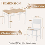 Dining Table Set for 4 with Chairs, 5-Piece Kitchen Table and Upholstered Padded Chairs Set for Small Space,