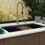Kitchen Faucet with Pull Down Sprayer - Commercial High Arc Stainless Steel Kitchen Sink Faucet, Single Handle Kitchen Faucets for RV Bar Laundry Farmhouse Camper Outdoor Brushed Silver