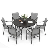 SUNSHINE VALLEY Patio Dining Set for 6, 54" Round Table, Textilene Chairs