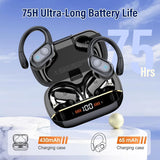 Qecnato 75H Sports Wireless Earbuds Bluetooth 5.4 Headphones Stereo, Black