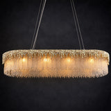 kvtinmty L40 Crystal Rectangle Chandeliers for Dining Room, 12-Light Gold Rectangular Chandeliers Over Table, Modern Linear Chandeliers for Kitchen Island, Living Room