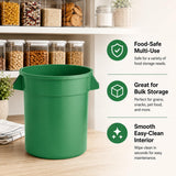 Getzi 6 Pack 20 Gallon Green Round Commercial Trash Can, Heavy-Duty Plastic Waste Bin
