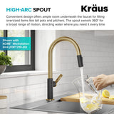KRAUS Oletto High-Arc Single Handle Pull-Down Kitchen Sink Faucets in Brushed Brass/Matte Black, Kitchen Faucets with Pull Down Sprayer, KPF-2820BBMB