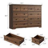LYNSOM Modern 10 Drawer Dresser, 55.1" Wide Dressers & Chests of Drawers with Large Capacity Storage, Wood Mid Century Storage Dressers Organizer for Bedroom, Entryway, Brown