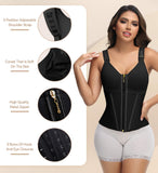 SHAPSHE Waist Trainer Corset for Women Tummy Control Sport Workout Body Shaper Vest for Postpartum Gym Zipper and Hooks Black XS