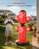 QPAU 360° Rotatable Punching Bag for Kids, Lager 64” Kids Punching Bag with Gloves, Hand Pump & 6 Targets, Bop Bag Inflatable Punching Toy, Karate Gifts for Boys, Girls (Red) QPAU