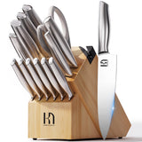 KnifeSaga Knife Set, Premium Knife Block Set for Kitchen 14 Pcs UltraSharp Japanese High Carbon Stainless Steel with Built-in Sharpener