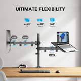 Adjustable Monitor Stand, Single Arm Desk Mount for 32 inch Screen and 17 inch Laptop, Heavy Duty