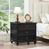 Joaxswe 24" Wide Farmhouse Night Stand Set of 2,Large End Table with 3 Drawers & Metal Handle,Wood Dresser for Bedroom Cabinet, Bed Side Table Chest of Drawers,Nightstand for Living Room,Closet,Black
