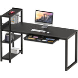 SHW 46-Inch Home Office Computer Desk w/ Side Shelf & Drawer, Black