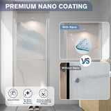 EASYWORC Frameless Pivot Shower Door 30"-32" W x 72" H, Swing Shower Glass Doors with Nano Explosion-Proof Film Tempered Glass 1/4"(6mm) Reversible Installtion, Brushed Nickel Finish