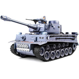 DBshoot 1/18 Remote Control Tank, German Tiger - Gray RC Tank Thats Shoots BBS, 60 Minute Playing Time, Smoke, Sound, LED Lights, Excellent Gift for Kids and Adults