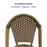 PURPLE LEAF French Bistro Armless Chairs Set of 2, Bamboo Finish, Brown