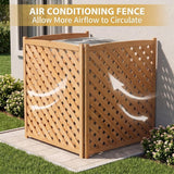Outdoor AC Fence Screen, 3 Panel Solid Wood Privacy Fence 32 x 38 Inch
