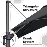 PURPLE LEAF Patio Cantilever Umbrella 10' x 13' Large Space for Pool Black