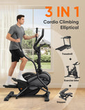 Dripex Elliptical Exercise Machine, 3-in-1 Cardio Climber Stepper Elliptical Machine for Home, Elliptical Training Machines with 16-Level Resistance, 18LBS Flywheel, Pulse Sensor