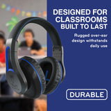 ThinkWrite Technologies TWT Audio Classroom Headphones – Duro 203 Over Ear Wired Headset for School, Students, Teachers, Durable Noise Reducing USB C for Kids, Testing & Learning - 20 Pack