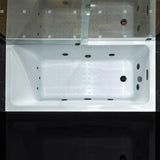 WOODBRIDGE 60" x 30" Alcove Acrylic Rectangular Whirlpool Heated Jetted Tub in White with Left Drain, Matte Black Finish, BS428-L-MB02