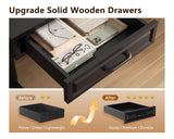 OffiGo 63 Inch L Shaped Standing Desk with 4 Wooden Drawers, Black