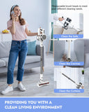 Comvtu Cordless Vacuums, 80,000PRM Powerful Motor Vacuum Cleaner and 2200mAH Rechargeable Battery up to 35 Mins Worktime, 2 Adjustable Modes, Detachable Parts, Wireless Stick Vacuum (Mist White)