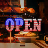 USA Flag 40"x14" Extra Large LED Open Signs for Business, Unique Design Super Bright Open Sign Hanging Installation, High Visibility Open Sign