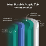 WOODBRIDGE 67 X 30.75 X 23.6" freestanding back-to-wall soaking bathtub with matte black drain included, White WE007