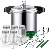 Kritkin 24qt Pressure Cooker with 6 Mason Jars, 6 Canning Supplies with Pressure Panner Stainless Steel Steam Rack Gauge for Canning, Silver