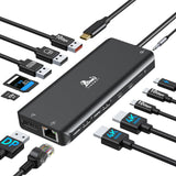 13-in-1 Docking Station Dual Monitor 4K, LIONWEI USB C Dock for Laptop Mac