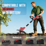 Cordless Tiller Cultivator Compatible with Milwaukee 18V Battery (Tool Only), 310RPM Electric Rototiller Garden Tools with 40 Steel Tines, 9.1In Tilling Width & 6.3In Depth, Folding Design