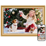 Frameo 10.1 Inch WiFi Digital Picture Frame, 1280x800 HD IPS Touch Screen Photo Frame Electronic, 32GB Storage, Auto-Rotate, Wall Mounted, Share Photos/Videos Instantly from Anywhere - Gold