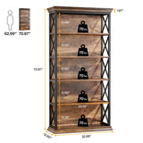 Tribesigns 6-Tier Bookcase Set of 2, 71 Inches Industrial Bookshelves and Bookcases, Floor Standing 5 Shelf Display Storage Shelves Tall Bookcase for Home Office, Living Room, Bed Room