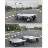 Heavy Duty Platform Truck Flat Moving Cart Hand Trucks Steel Push Dolly,Hand Trucks Heavy Trailer Steel Platform Cart with Handle