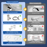 Hibbent Ultra-Slim Bidet Attachment for Toilet, Non-Electric Self Cleaning Bidet Toilet Seat, Adjustable Fresh Cold Water Pressure Bidet Sprayer, Retractable Dual Nozzles for Rear & Feminine Wash