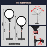 Desk Ring Light with Stand for Computer, Zoom Lighting for Video Calls