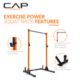 CAP Barbell Power Rack with Pull Up Bar & Attachments - Squat Rack & Strength Training Power Cage for Home Gym - Orange